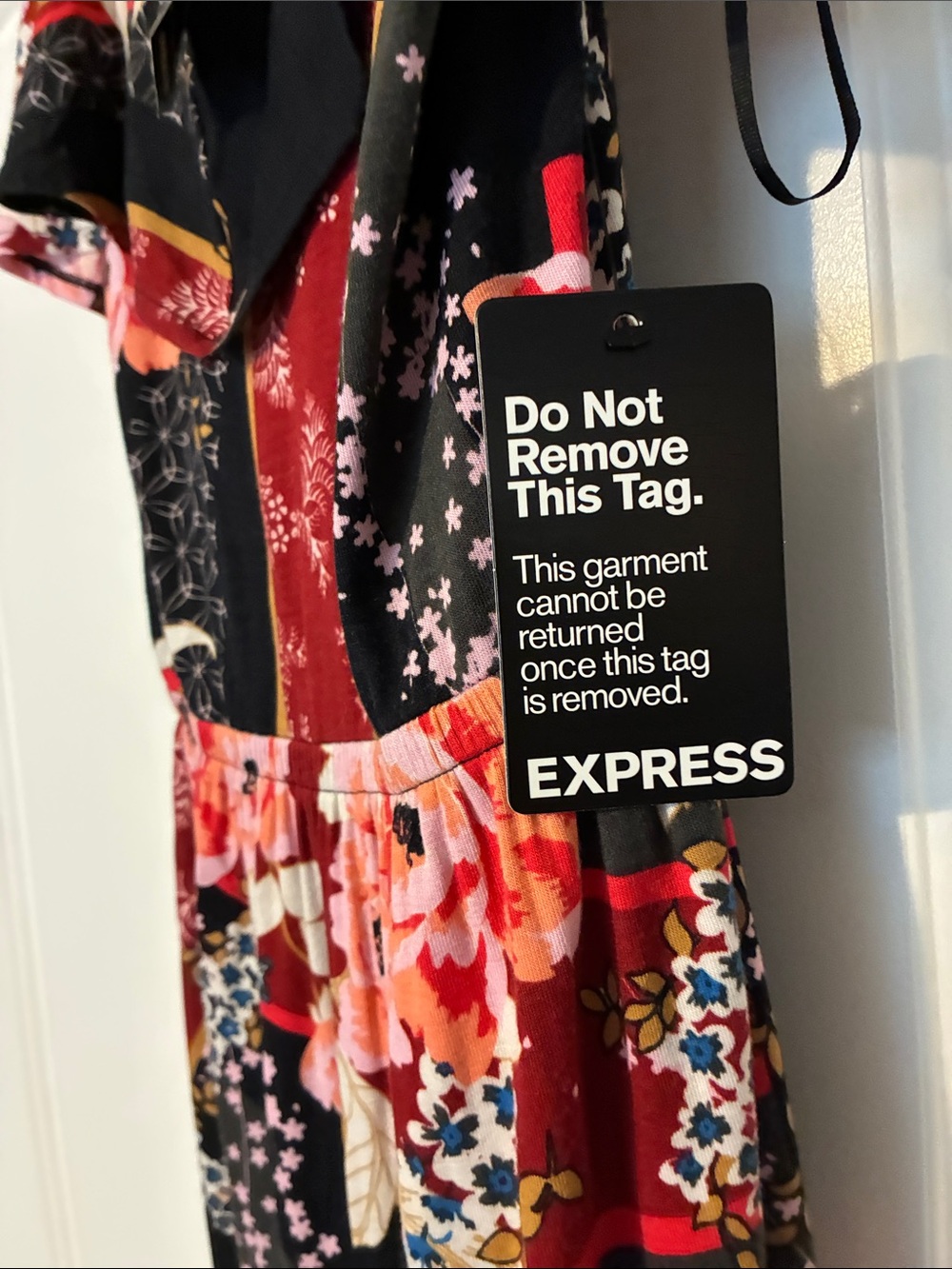 Express Black and Burgundy Floral Maxi Dress - Picture 4 of 7